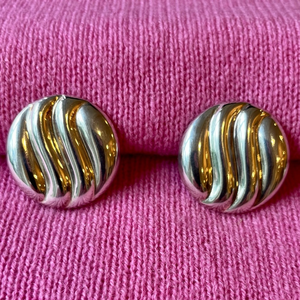 Fortunoff 925 Sterling Silver  Disc  Earrings - Picture 5 of 16
